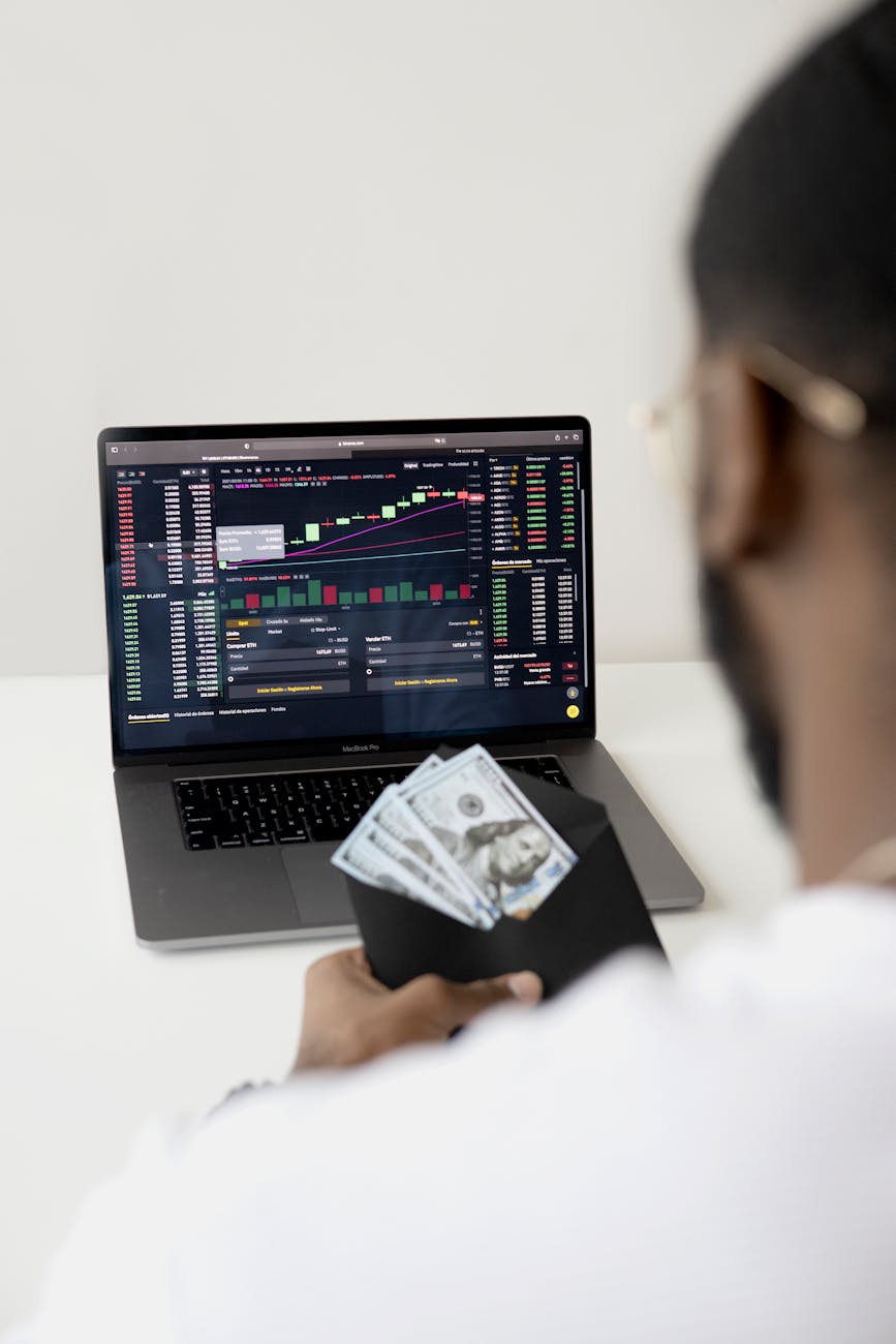 Smartphone displaying investment portfolio analytics and real-time market data